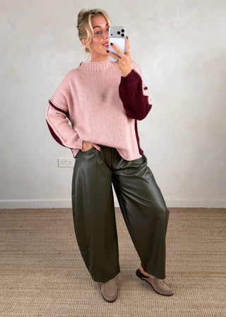 Two tone knit - Merlot-The Style Attic