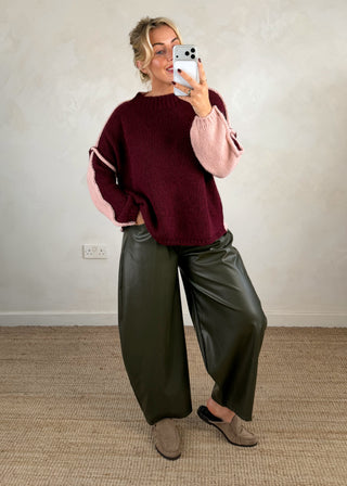 Two tone knit - Merlot-The Style Attic