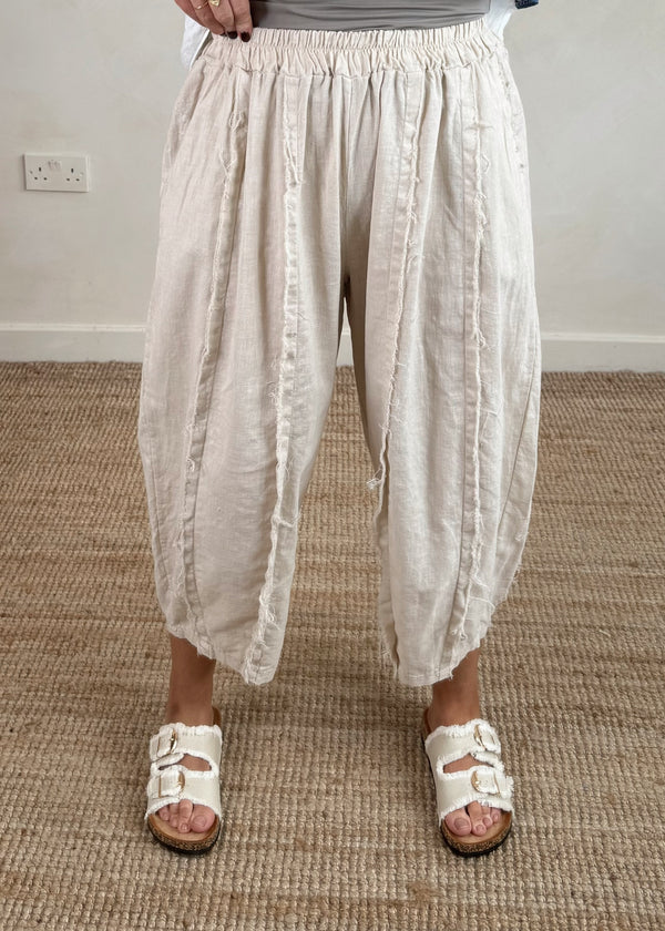 Una Linen trouser - beige-The Style Attic