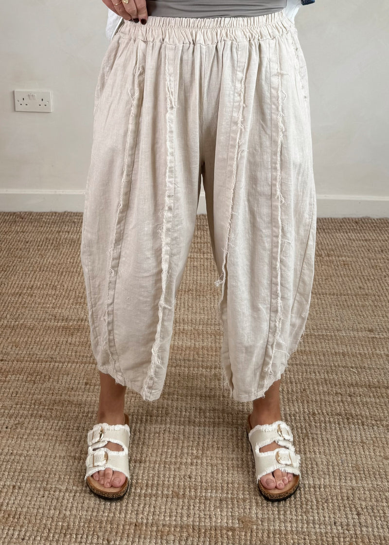 Una Linen trouser - beige-The Style Attic