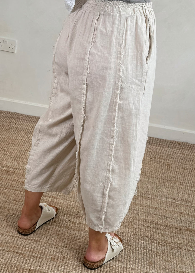 Una Linen trouser - beige-The Style Attic