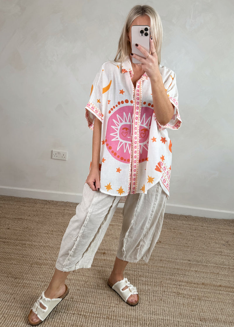 Una Linen trouser - beige-The Style Attic