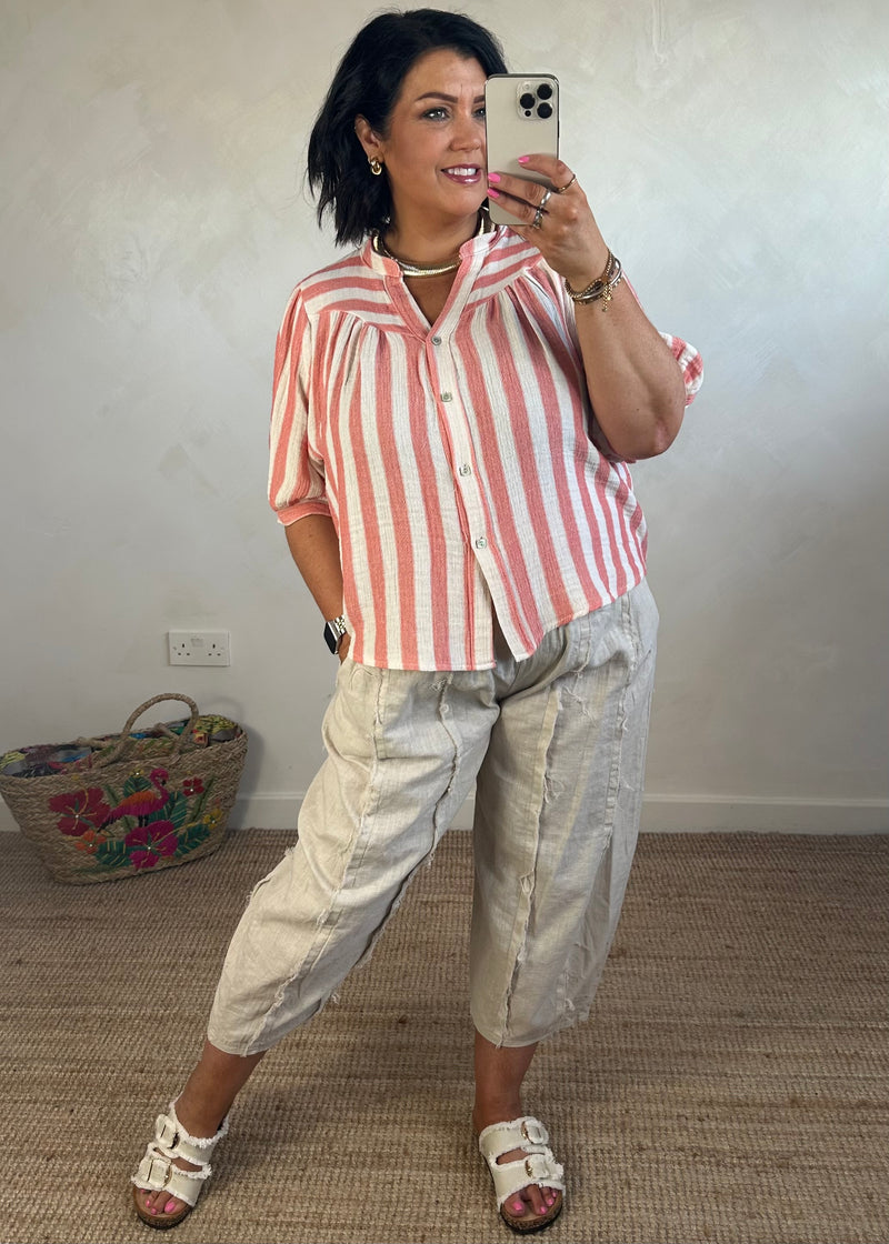Una Linen trouser - beige-The Style Attic