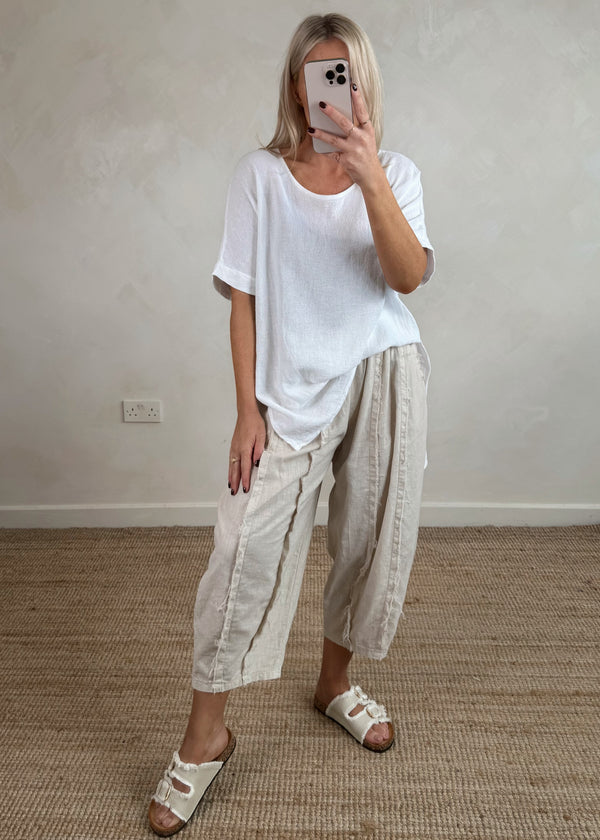 Una Linen trouser - beige-The Style Attic
