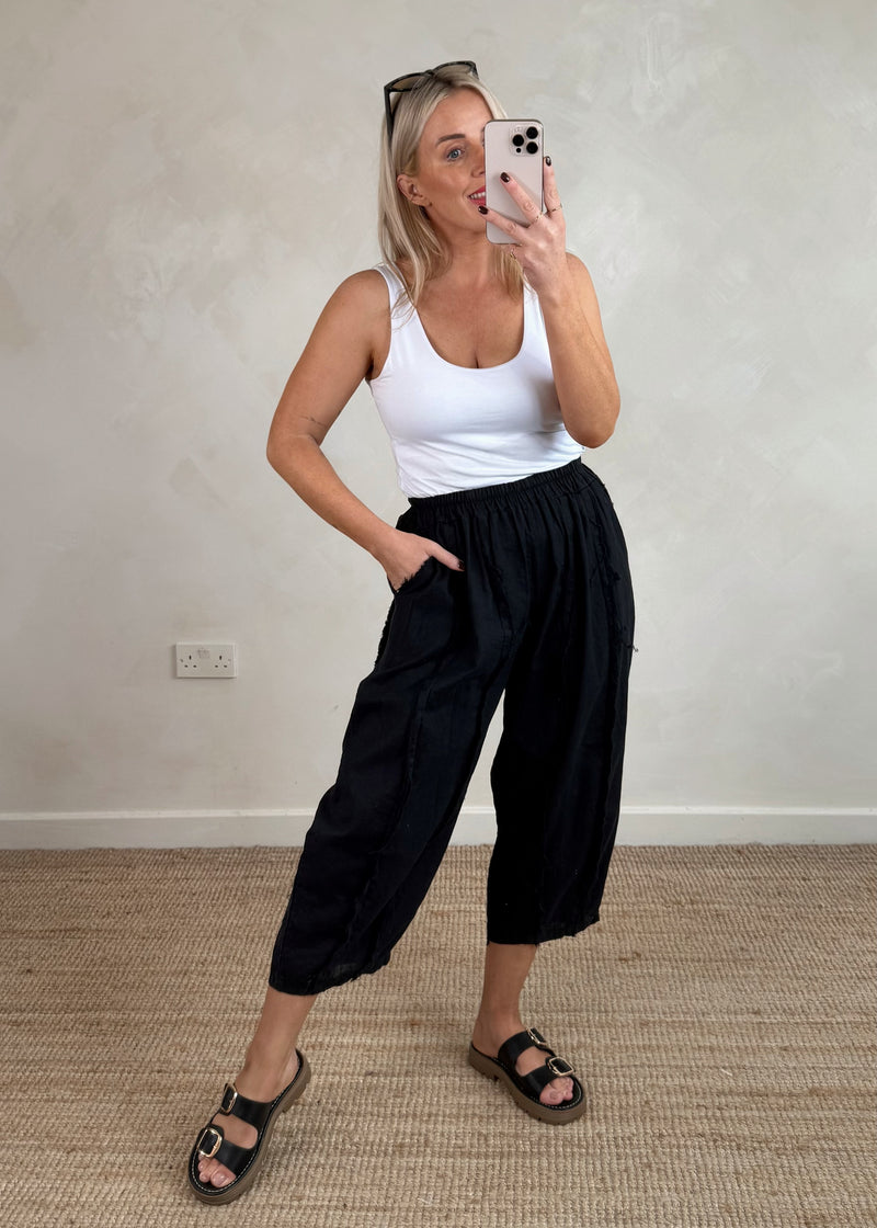 Una Linen trouser - black-The Style Attic