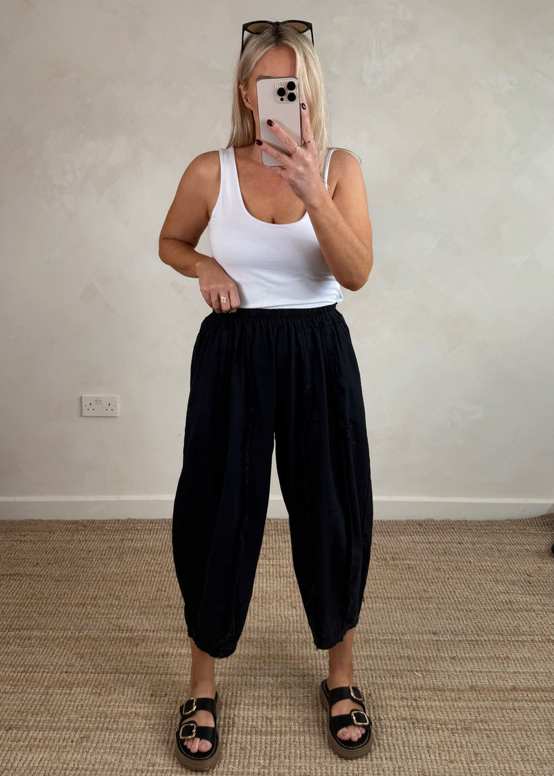 Una Linen trouser - black-The Style Attic