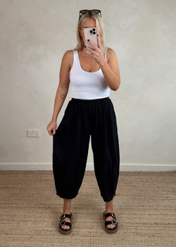 Una Linen trouser - black-The Style Attic