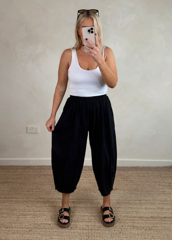 Una Linen trouser - black-The Style Attic