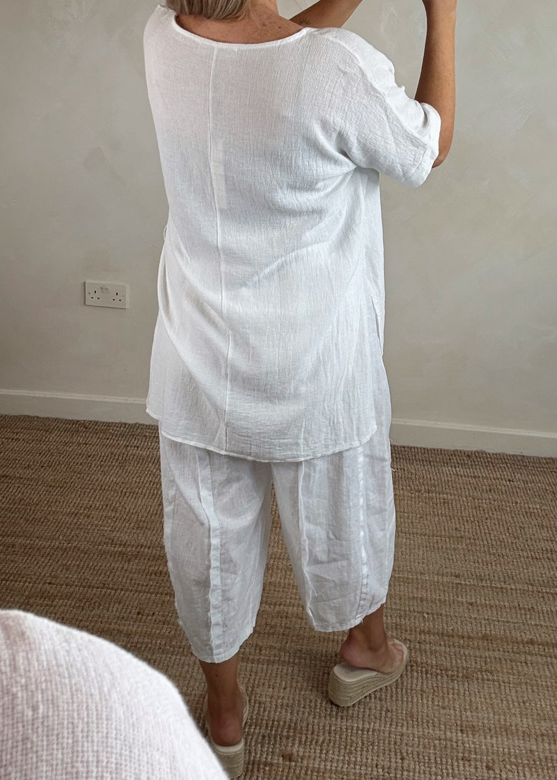 Una Linen trouser - white-The Style Attic
