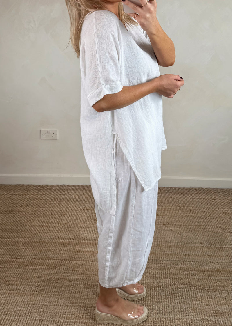 Una Linen trouser - white-The Style Attic
