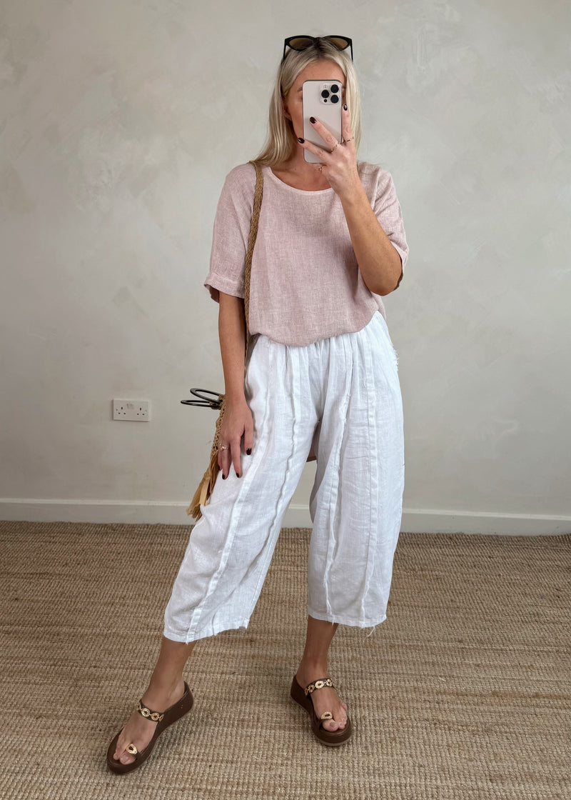 Una Linen trouser - white-The Style Attic