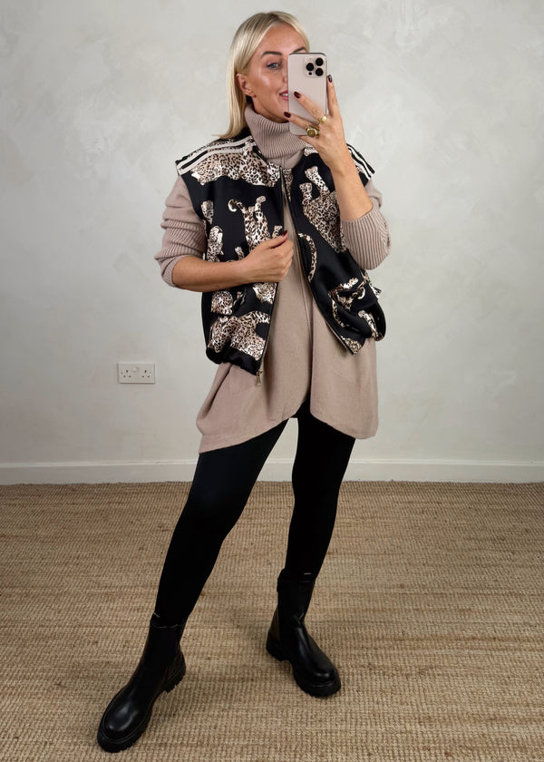Utility Zip waistcoat - black animal-The Style Attic