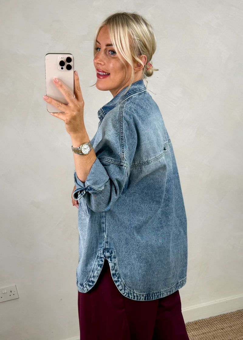 Vada denim shacket - blue-The Style Attic