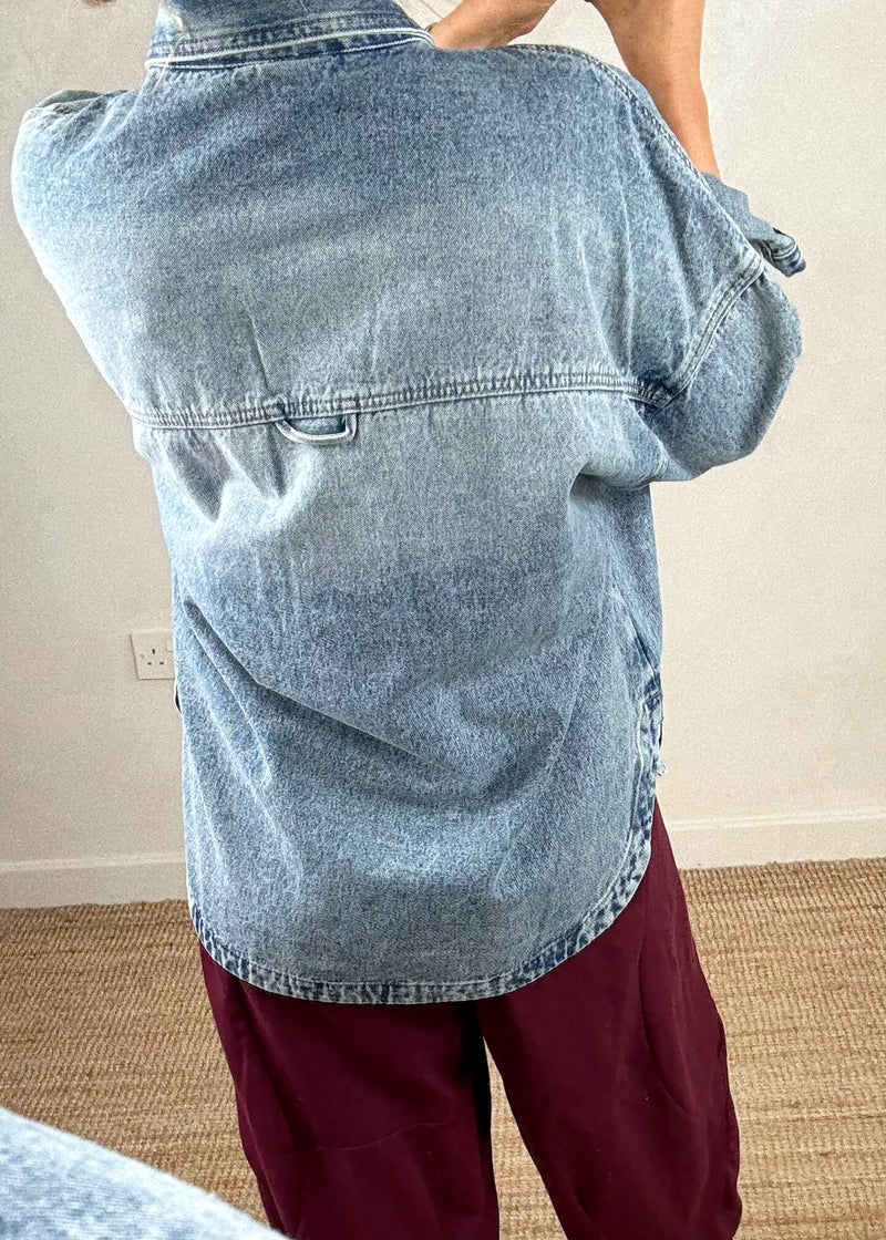 Vada denim shacket - blue-The Style Attic