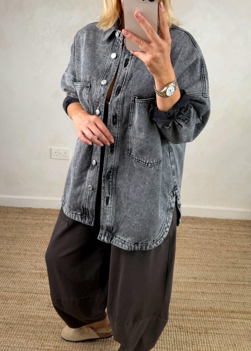 Vada denim shacket - grey-The Style Attic