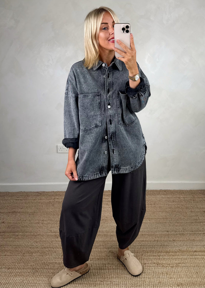 Vada denim shacket - grey-The Style Attic