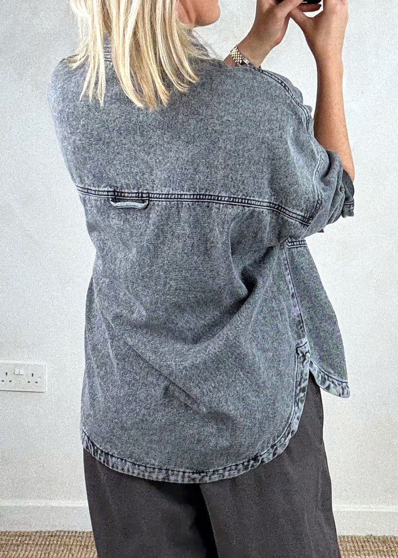 Vada denim shacket - grey-The Style Attic