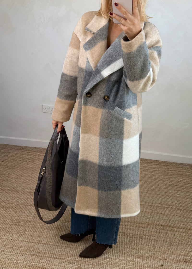 Velma wool blend jacket - beige/grey-The Style Attic