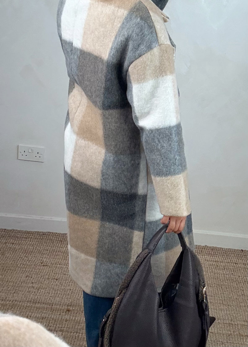 Velma wool blend jacket - beige/grey-The Style Attic
