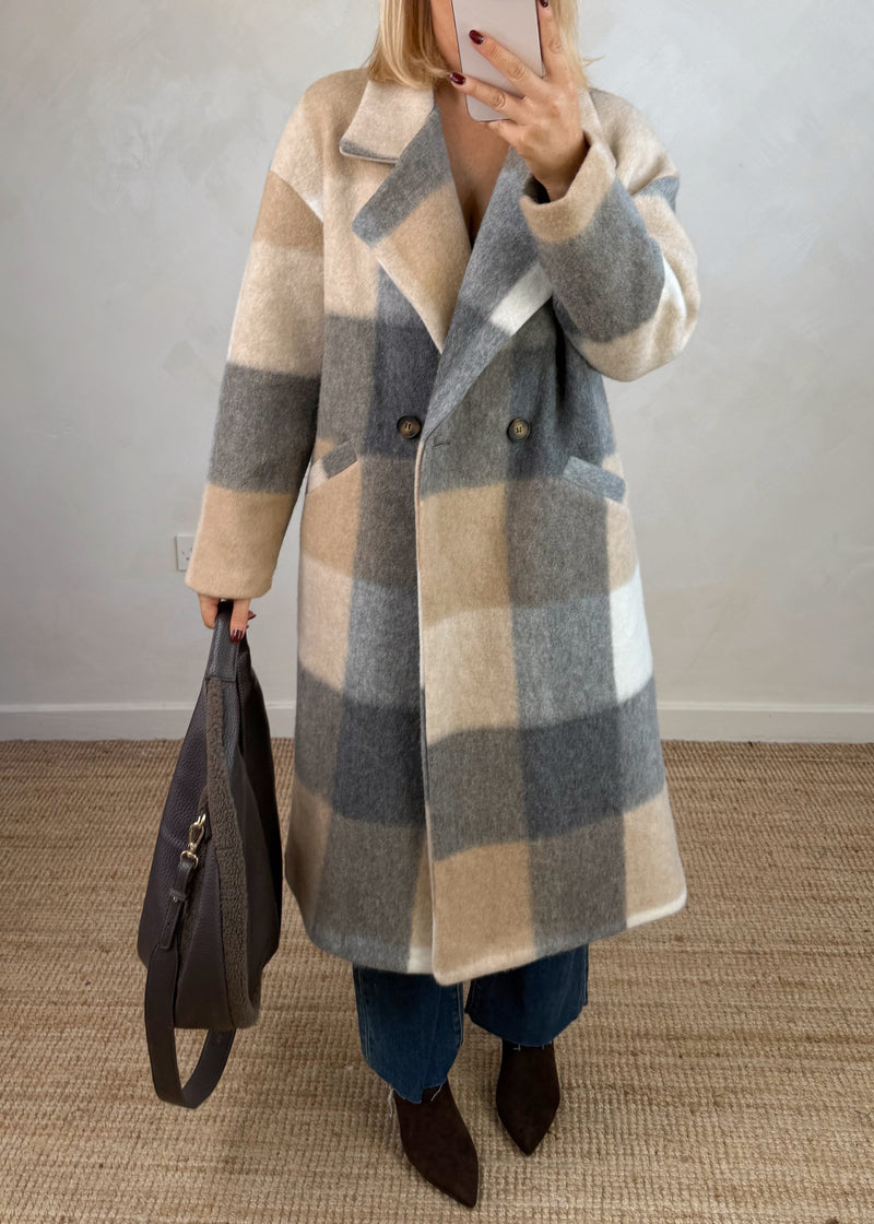 Velma wool blend jacket - beige/grey-The Style Attic