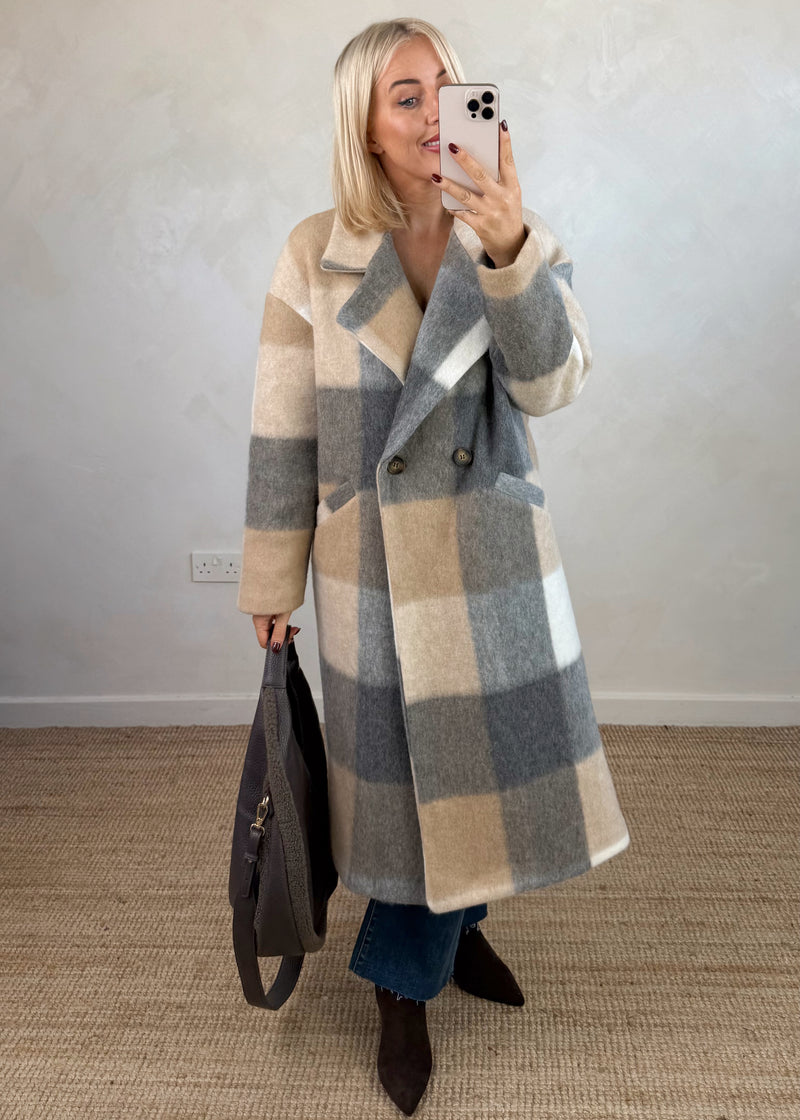Velma wool blend jacket - beige/grey-The Style Attic