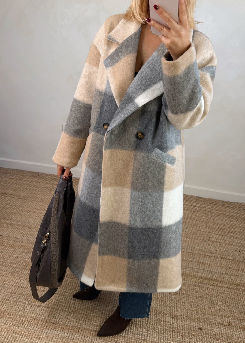 Velma wool blend jacket - beige/grey-The Style Attic