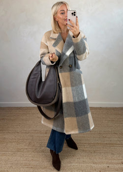 Velma wool blend jacket - beige/grey-The Style Attic