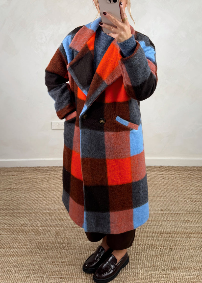 Velma wool blend jacket - red/blue-The Style Attic