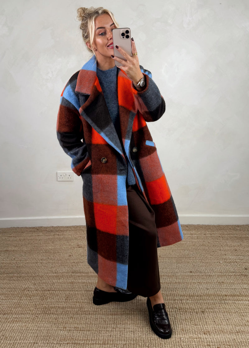 Velma wool blend jacket - red/blue-The Style Attic