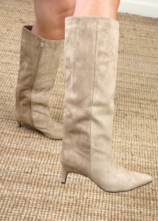 Victoria knee high boot - buff-The Style Attic