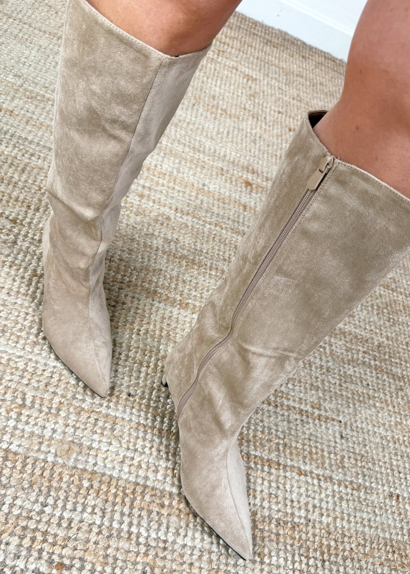 Victoria knee high boot - buff-The Style Attic