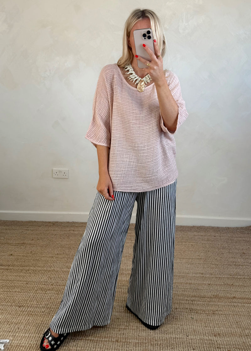Waffle tee - blush-The Style Attic