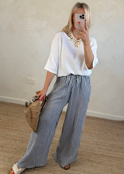 Waffle tee - white-The Style Attic