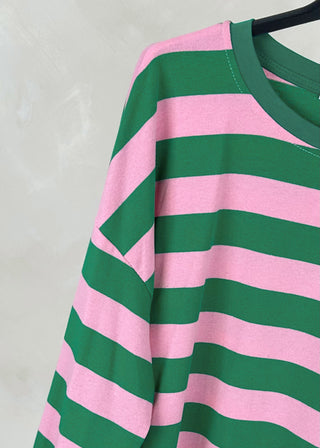 Warren striped tee - Green/pink-The Style Attic