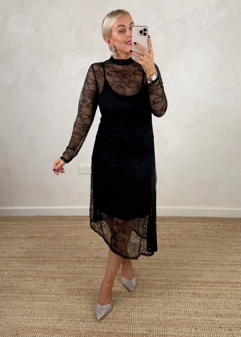 Wednesday lace dress - black-The Style Attic