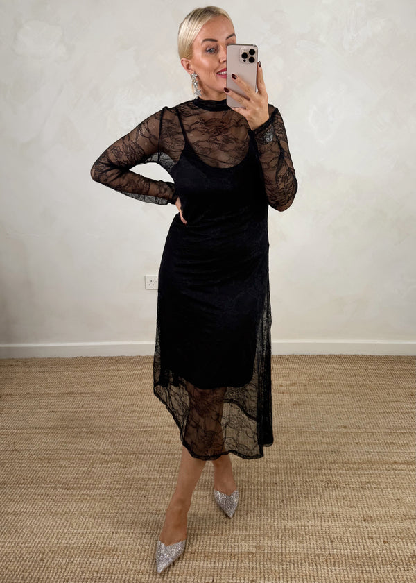 Wednesday lace dress - black-The Style Attic