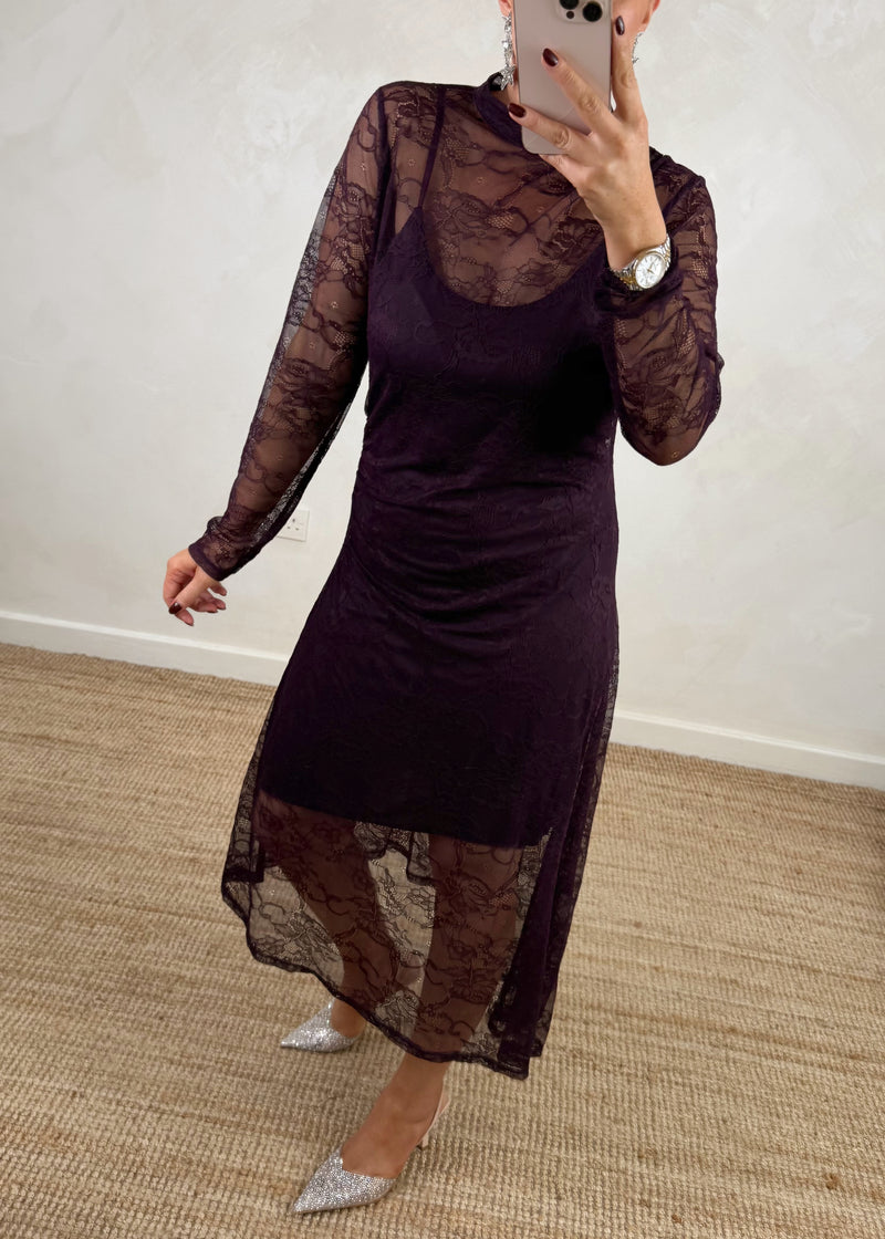 Wednesday lace dress - damson-The Style Attic