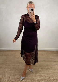 Wednesday lace dress - damson-The Style Attic