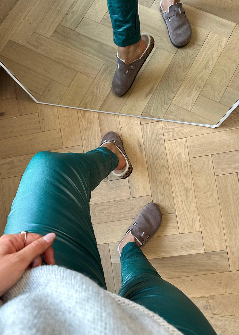 Wet look Magic Pants - Hunter green-The Style Attic
