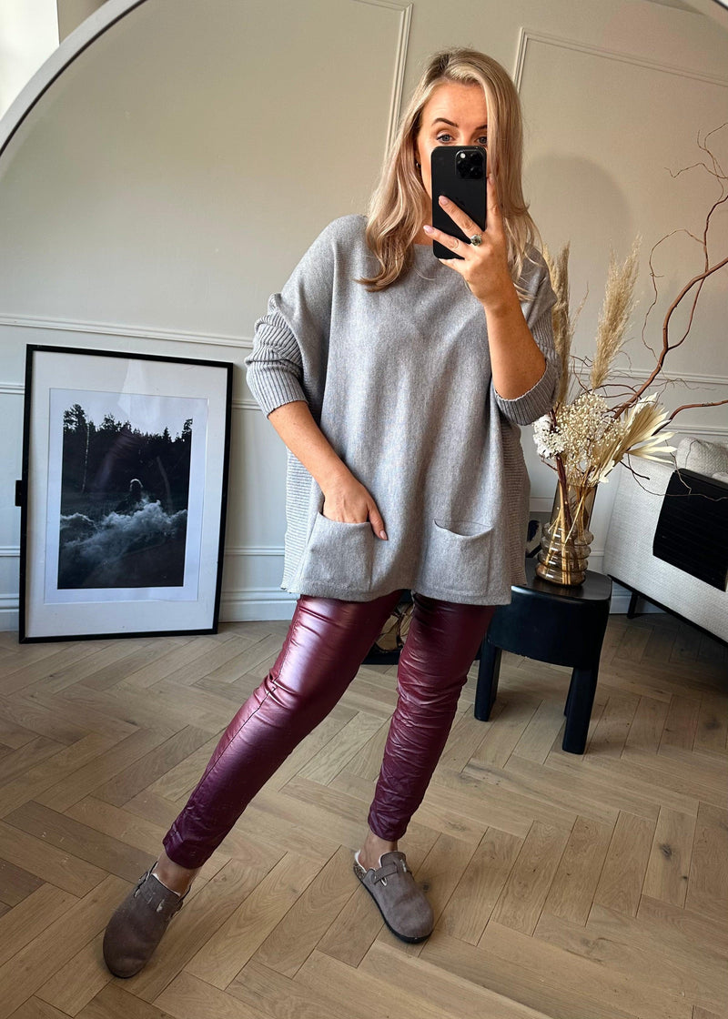 Wet look Magic Pants - Mulberry-The Style Attic