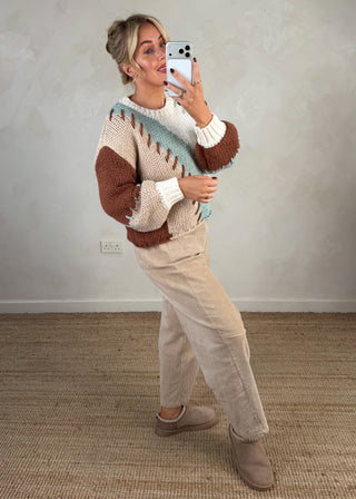 Whipstitch chunky knit - Tan-The Style Attic