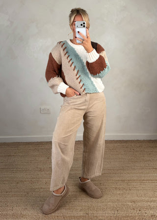 Whipstitch chunky knit - Tan-The Style Attic
