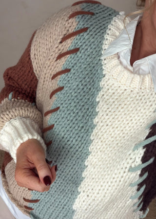 Whipstitch chunky knit - Tan-The Style Attic