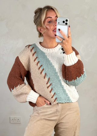 Whipstitch chunky knit - Tan-The Style Attic