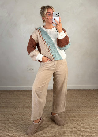 Whipstitch chunky knit - Tan-The Style Attic