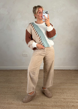 Whipstitch chunky knit - Tan-The Style Attic