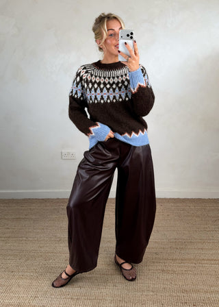 Whistler fair isle knit - chocolate-The Style Attic