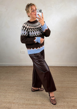 Whistler fair isle knit - chocolate-The Style Attic