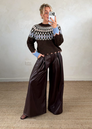 Whistler fair isle knit - chocolate-The Style Attic