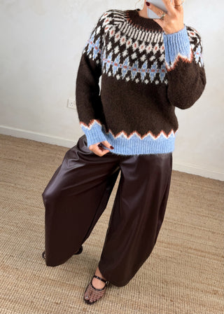 Whistler fair isle knit - chocolate-The Style Attic